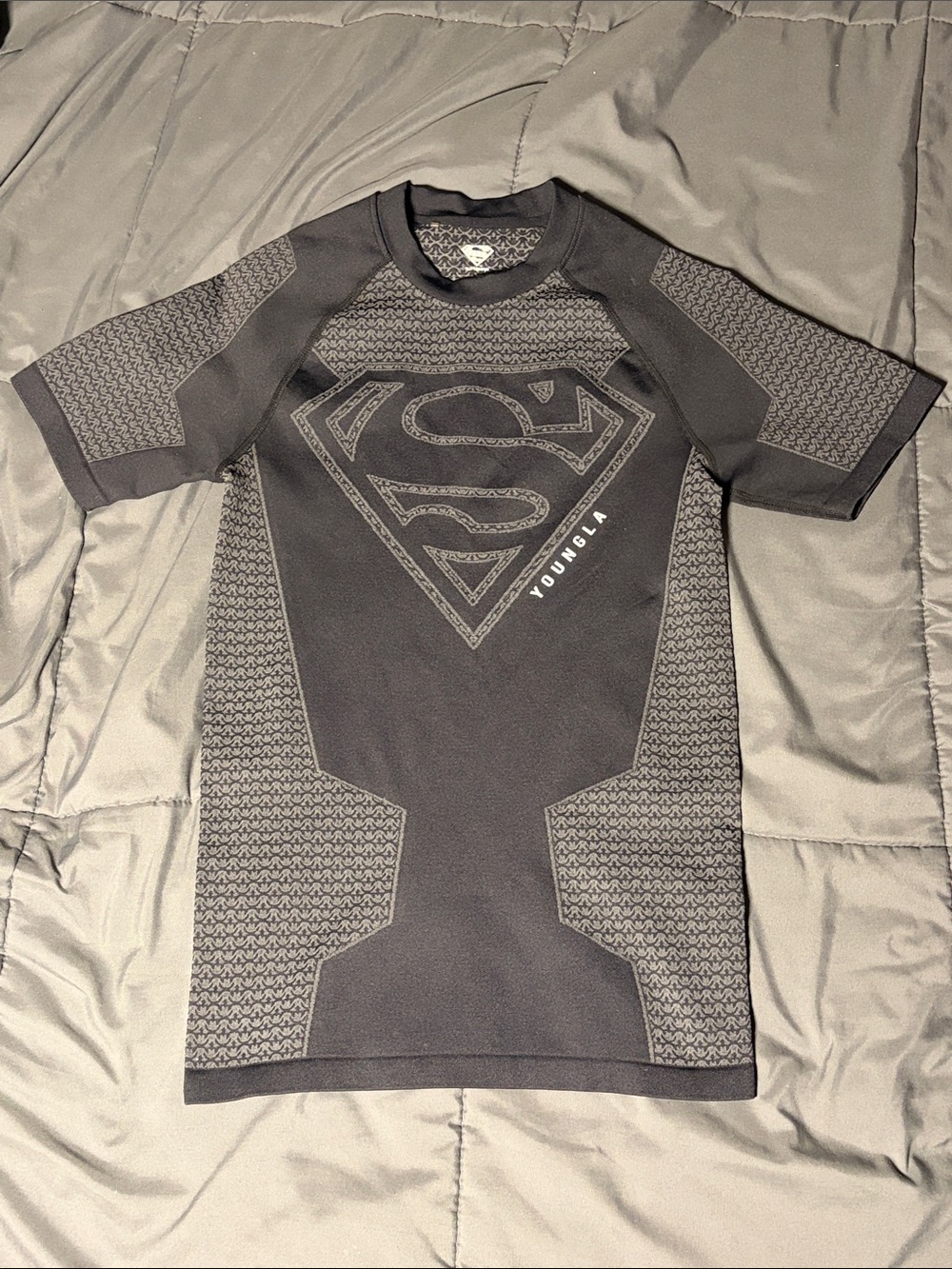 YoungLA SUPERMAN batman Black Compression Shirt